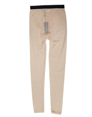 Beige Nylon-Logo-Leggingshose Unterwäsche