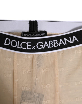 Beige Nylon-Logo-Leggingshose Unterwäsche