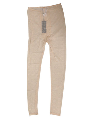 Beige Nylon-Stretch-Leggings mit Logo-Spitze Unterwäsche