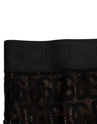 Schwarzer Slip mit hohem Schnitt und DG-Logo aus Spitze