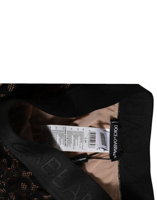 Schwarzer Slip mit hohem Schnitt und DG-Logo aus Spitze