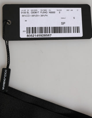 Schwarzer Slip mit hohem Schnitt und DG-Logo aus Spitze