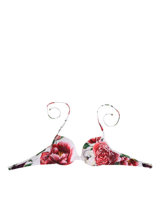 Bikini-Oberteil mit Neckholder und weißem Blumenmuster