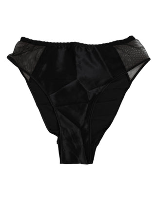 Schwarzer Seiden-Stretch-Höschen mit hoher Taille