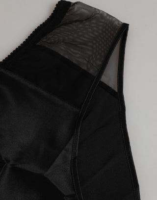 Schwarzer Seiden-Stretch-Höschen mit hoher Taille