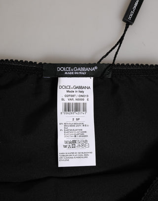 Schwarzer Seiden-Stretch-Höschen mit hoher Taille
