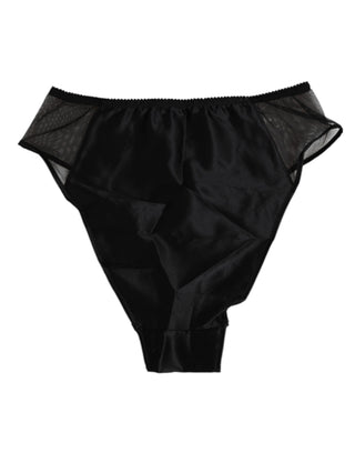 Schwarzer Seiden-Stretch-Höschen mit hoher Taille