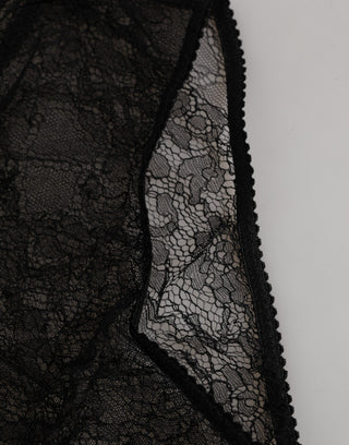 Schwarze Nylon-Stretch-Panty mit hoher Taille