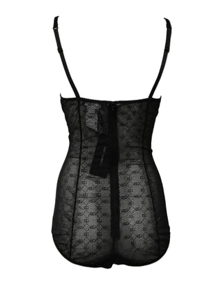 Black Nylon Stretch Bodysuit Lingerie Underwear