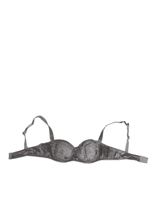 Sujetador balconette gris de seda con aros ropa interior