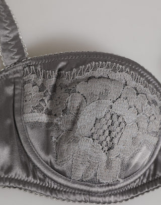 Sujetador balconette gris de seda con aros ropa interior