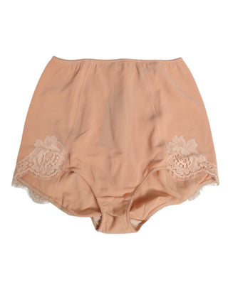 Beige Seiden-Stretch-Miederhose mit hoher Taille
