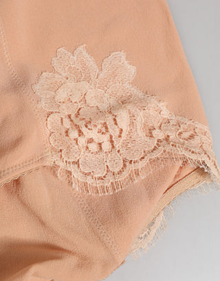 Beige Seiden-Stretch-Miederhose mit hoher Taille