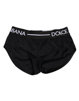 Schwarze Nylon-Shorts mit Logobund Unterwäsche