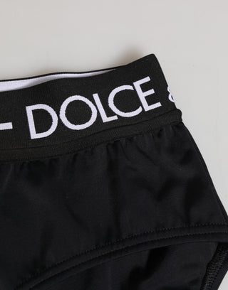 Schwarze Nylon-Shorts mit Logobund Unterwäsche