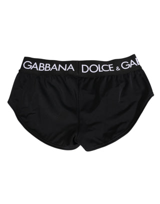 Schwarze Nylon-Shorts mit Logobund Unterwäsche