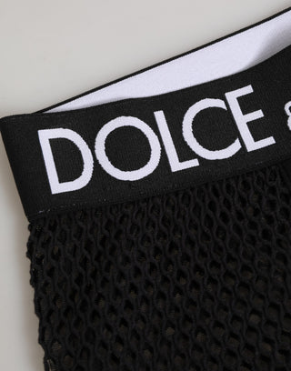 Schwarze Baumwoll-Logo-Shorts Midi-Unterhose
