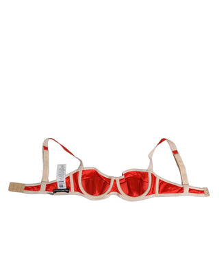 Red Silk Satin Underwire Bra Semi-Pad Underwear