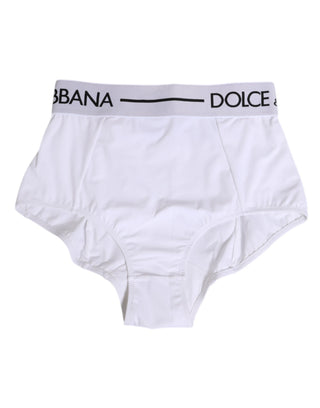 Weiße Nylon-Coulotte-Unterwäsche mit Logo-Bund