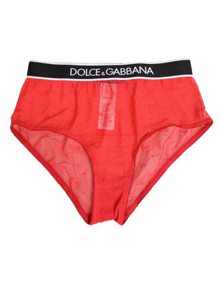 Roter Nylon-Slip mit Logo-Bund