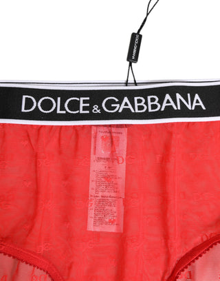 Roter Nylon-Slip mit Logo-Bund