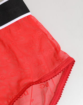 Roter Nylon-Slip mit Logo-Bund