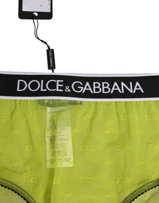 Green Nylon Logo Waistband Brief Panty Underwear