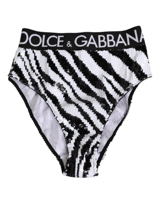 Schwarz-weiß gestreifte High-Waist-Panty Unterwäsche