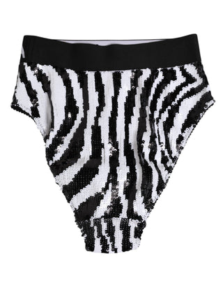 Schwarz-weiß gestreifte High-Waist-Panty Unterwäsche