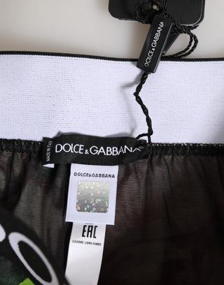 Black Floral Print High Waist Panty  Underwear