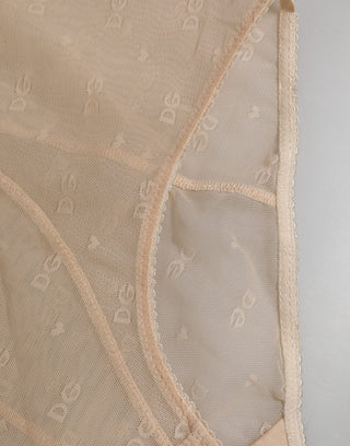 Beige Nylon High Waist Girdle Panty Underwear