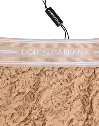 Beige Lace Nylon High Waist Panty Underwear