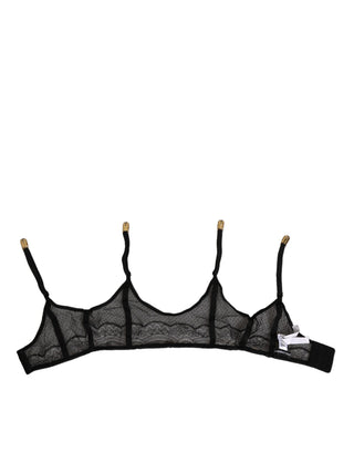 Black Floral Lace Nylon Strap Garter Underwear