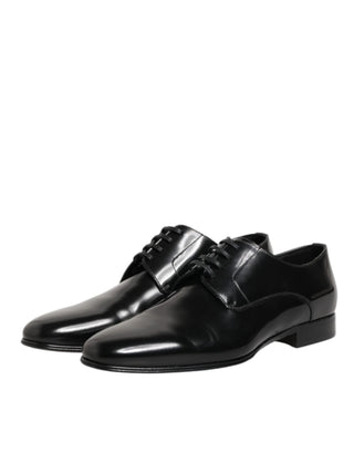 Zapatos de vestir Derby para hombre de cuero de becerro negro