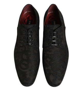 Schwarze Brokat-Schnürschuhe Derby Herren-Abendschuhe