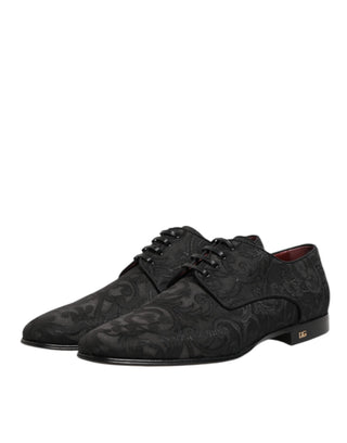 Schwarze Brokat-Schnürschuhe Derby Herren-Abendschuhe