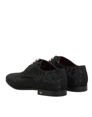 Schwarze Brokat-Schnürschuhe Derby Herren-Abendschuhe
