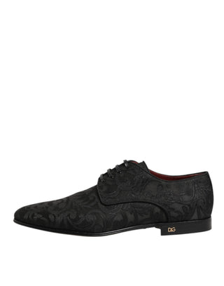 Schwarze Brokat-Schnürschuhe Derby Herren-Abendschuhe