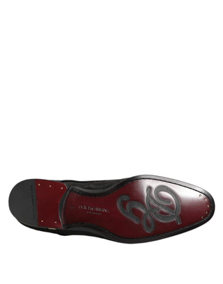Schwarze Brokat-Schnürschuhe Derby Herren-Abendschuhe