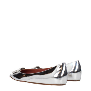 Gray Leather Ballet Flats