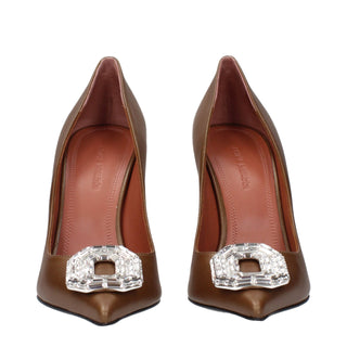 Zapatos de tacón alto de cuero marrón