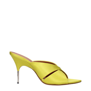 Grüne Satin-Stiletto-Sandalen