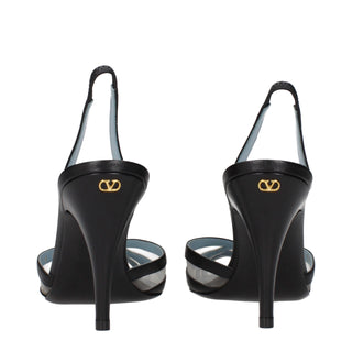 Black Leather High Heel Pumps