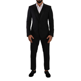 Traje de tres piezas de lana negro
