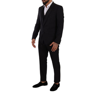 Traje de tres piezas de lana negro