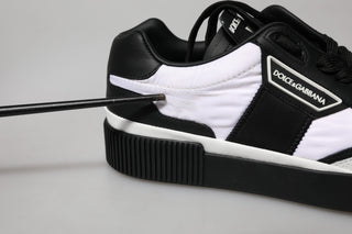 Schwarz-weiße MIAMI Low-Top-Sneakers aus Leder