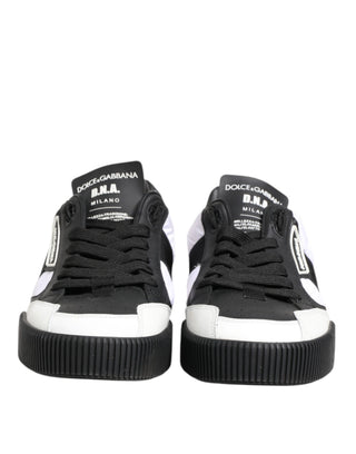 Schwarz-weiße MIAMI Low-Top-Sneakers aus Leder