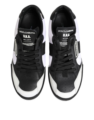 Schwarz-weiße MIAMI Low-Top-Sneakers aus Leder
