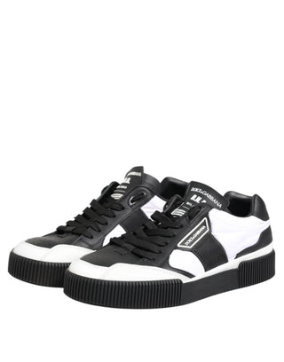 Schwarz-weiße MIAMI Low-Top-Sneakers aus Leder