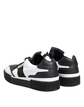 Schwarz-weiße MIAMI Low-Top-Sneakers aus Leder